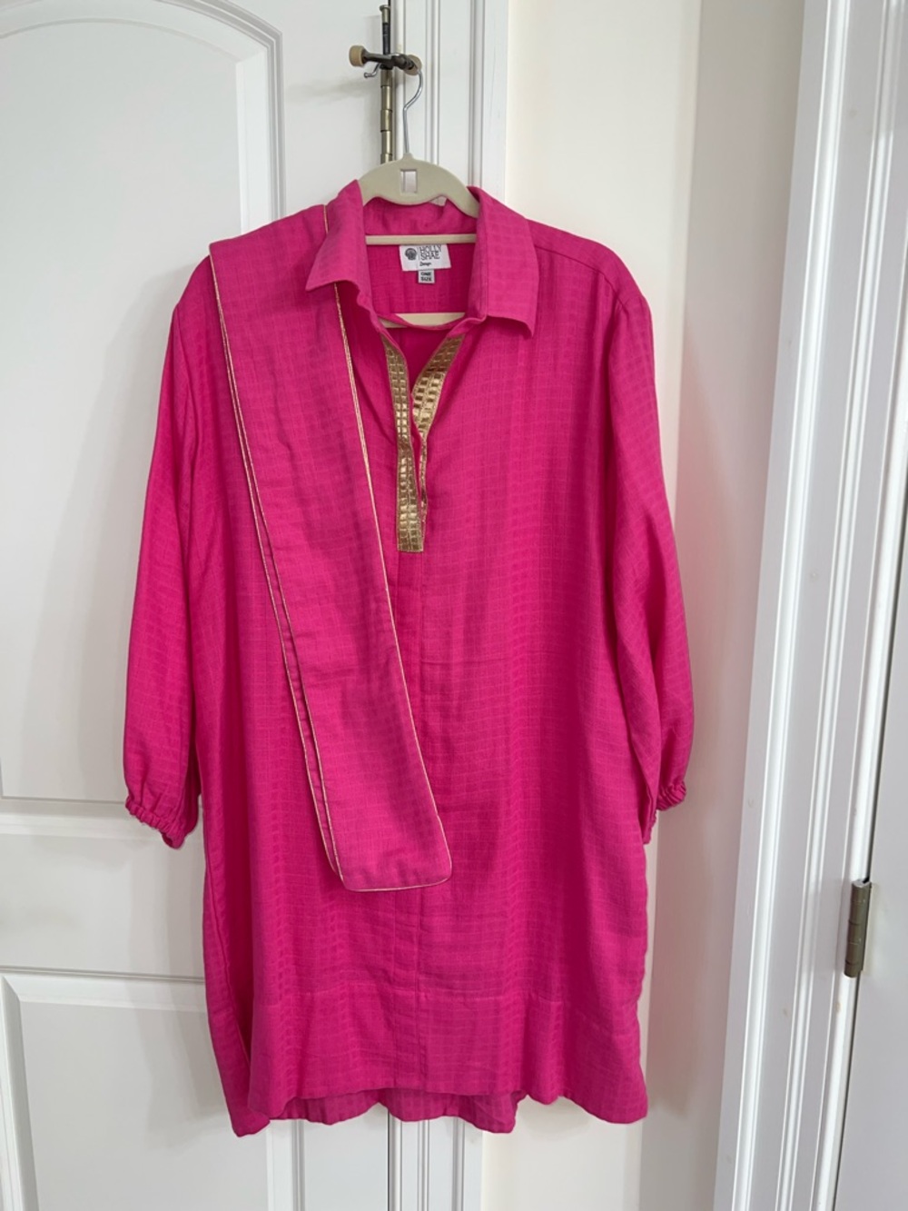 Holly Shae Pink Long Sleeve “Holly” Belted Mini Dress